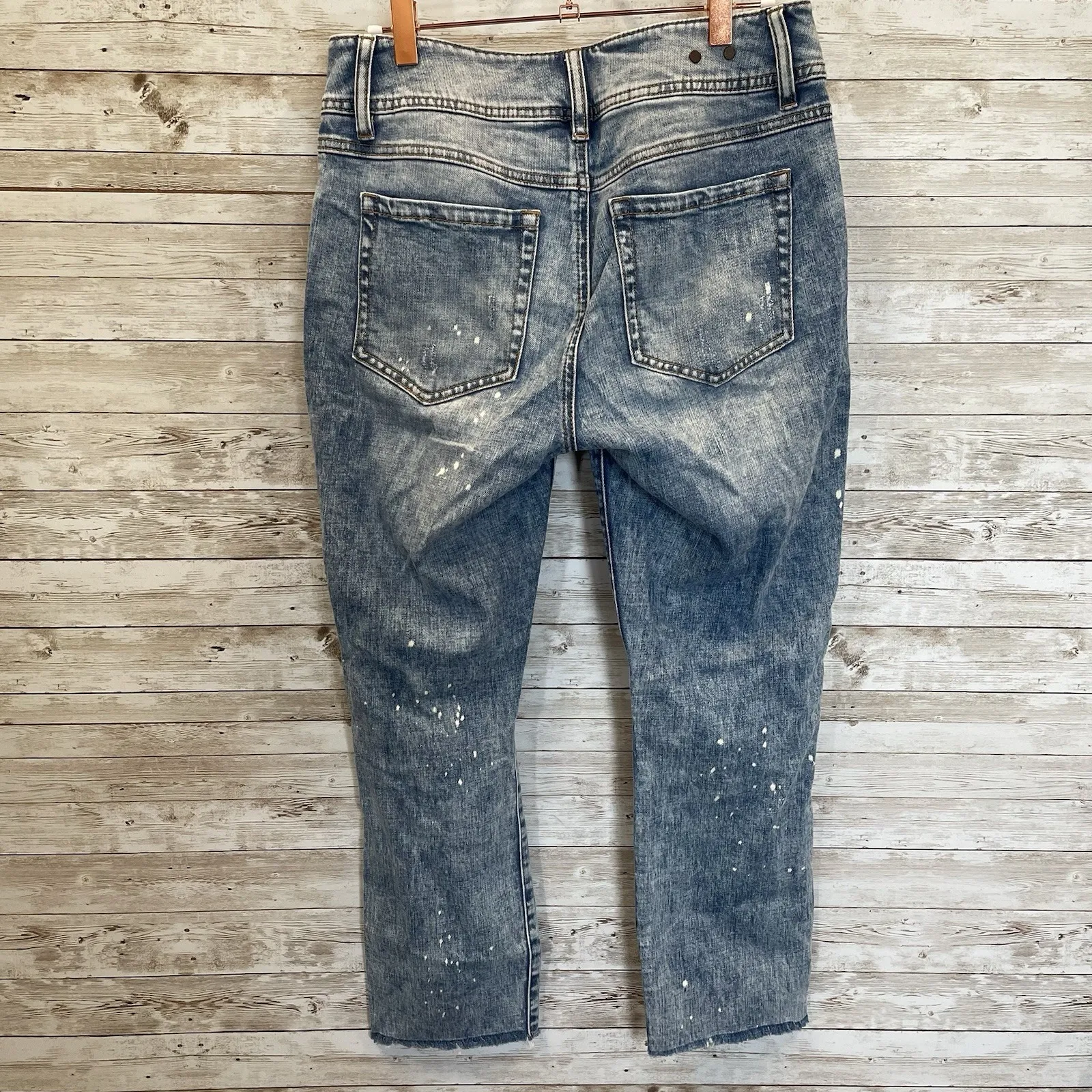 Cabi Womens 4 Jeans #5492 Cinch Skinny CARPENTER WASH Stretch Ankle Raw - Image 7