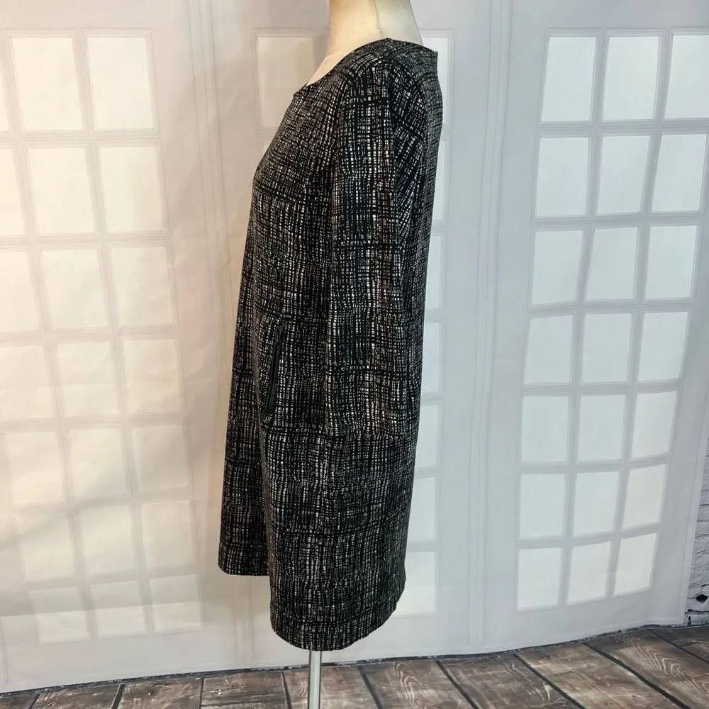 Talbots 3/4 Sleeves Black White Print Stretch Sheath Dress Size 12P - Image 6