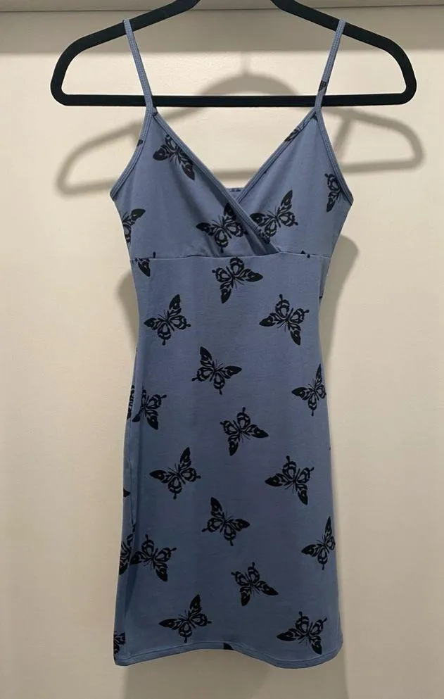 NWOT Wild Fable Blue & Black Butterfly Print Bodycon Mini Dress - XS - Image 4