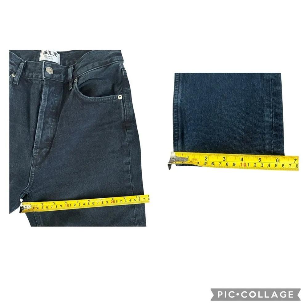 Agolde Remy High Rise Straight Button Fly Jeans Satellite Dark Blue Black Sz 25 - Image 10