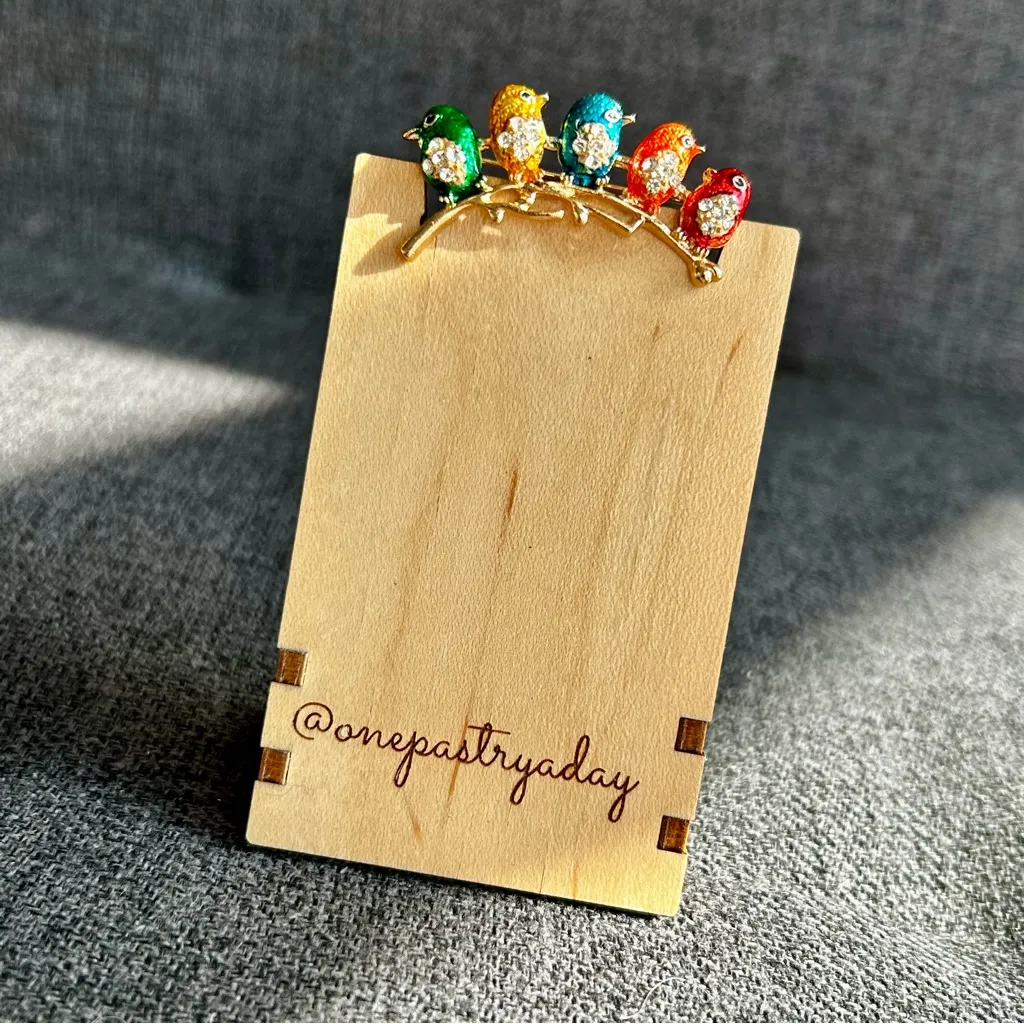 Colorful, Sparkly “Birds on a Branch” Fashion Rhinestone Brooch, Gold - Image 11