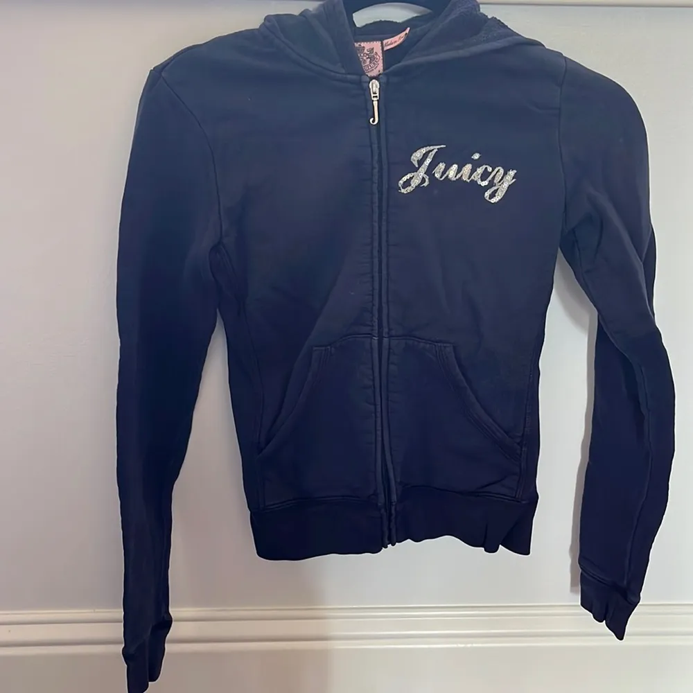 Juicy Couture | Jacket Zip Hoodie P/XS Navy Blue Silver Sequined Fleece - Image 2