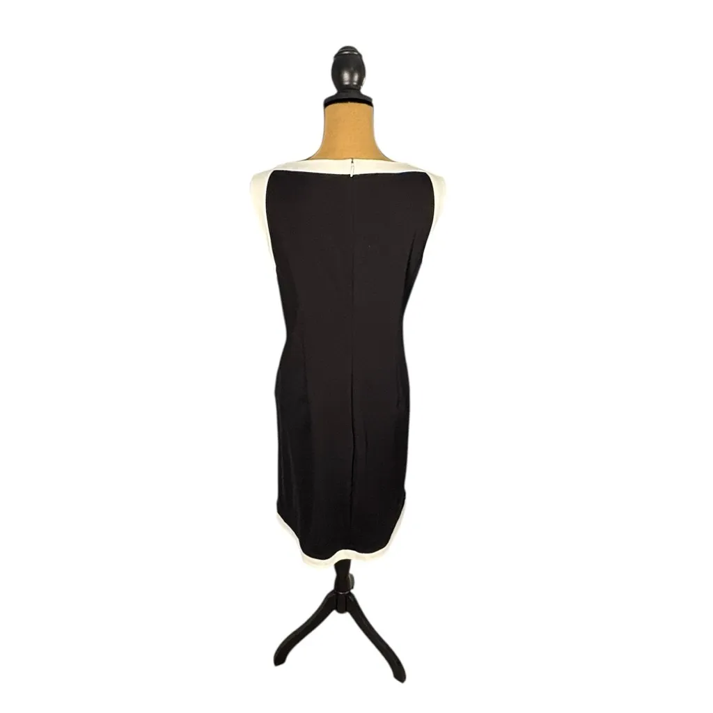 Lauren Ralph Lauren Dress 16W Black White Trim Sleeveless Stretch Classic Fit - Image 3