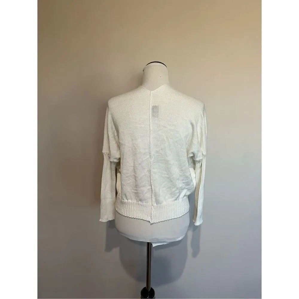 Pico Vela women Knit top crop sweater Bamboo cotton lightweight Size M White Size M - Image 2
