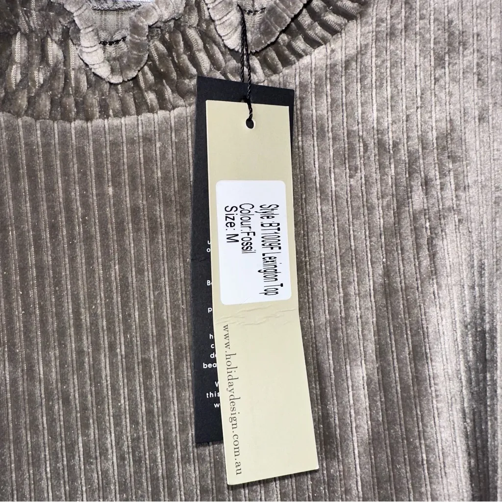 NWT BRAVE + TRUE Fossil Lexington Blouse Velvet Mockneck - Image 3