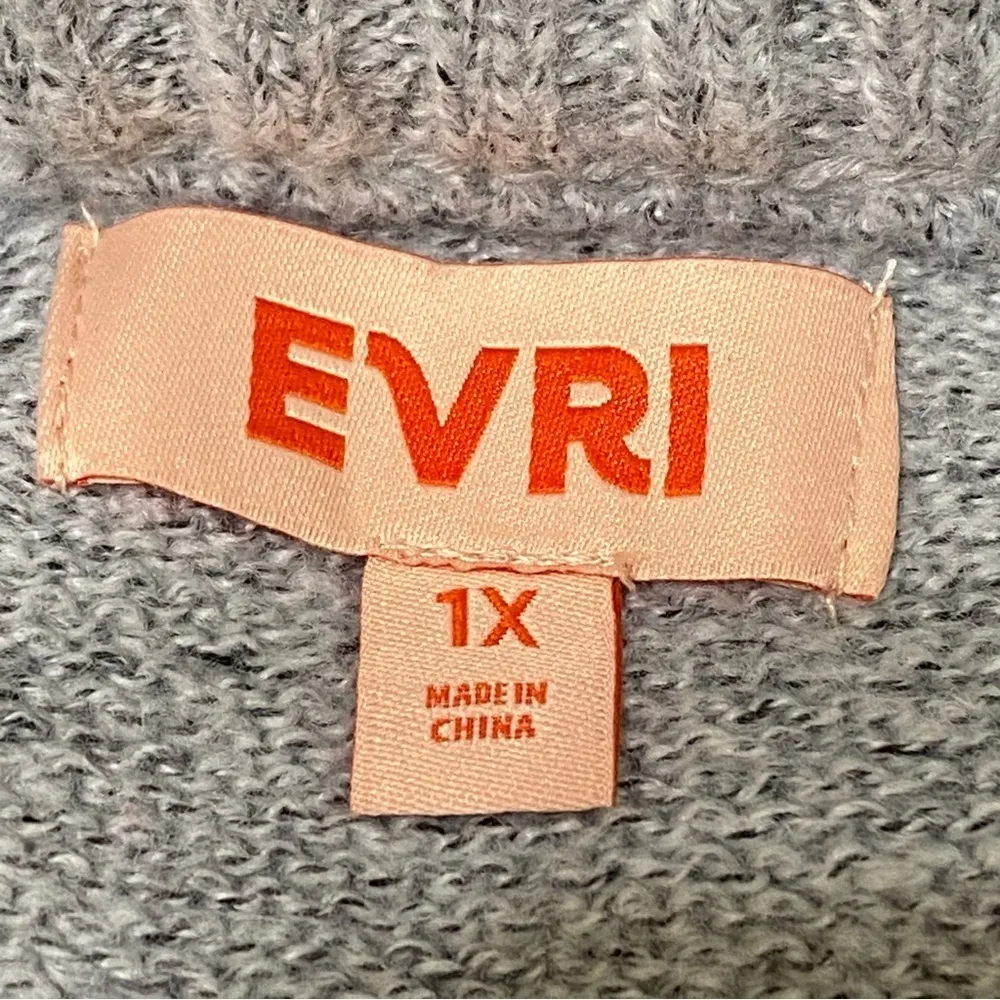 Evri Gray Ribbed Knit Crewneck Pullover Sweater Size 1X Cozy Minimalist - Image 5