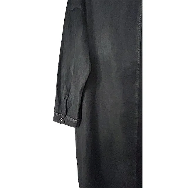 Chambray Black Mini Shirt‎ Dress/Tunic M Dark Casual Goth Witchy Minimalist Fall - Image 14