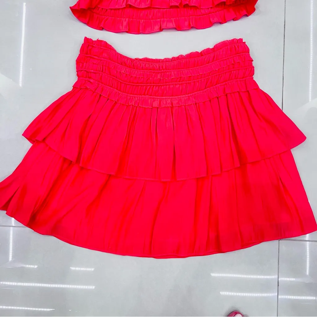 RAMY BROOK MERRY V-NECK SHORT-SLEEVE BLOUSE IN PUNCH AND JANE MATCHING SKIRT - Image 13