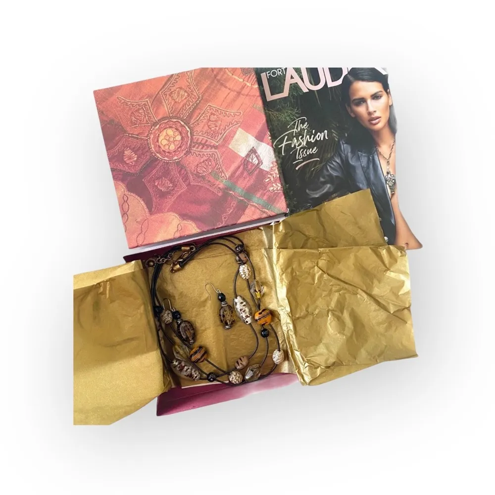 new Chico’s ❁ Boho Glass Bead Beach Necklace + Earring Set ❁ Animal Print ❁ Chic - Image 10