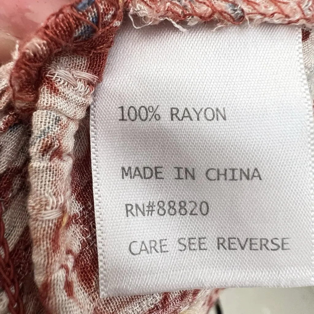 Cynthia Rowley Bohemian Skirt LARGE Floral Button Tassel Split Hippie NEW - Image 8