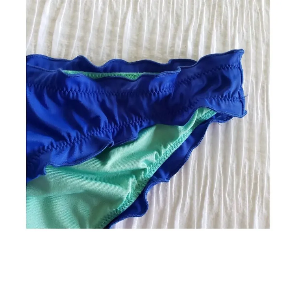 Victoria's Secret  Ruffle Cheeky Bikini Bottom Hot Pink & Blue Size S - Image 6