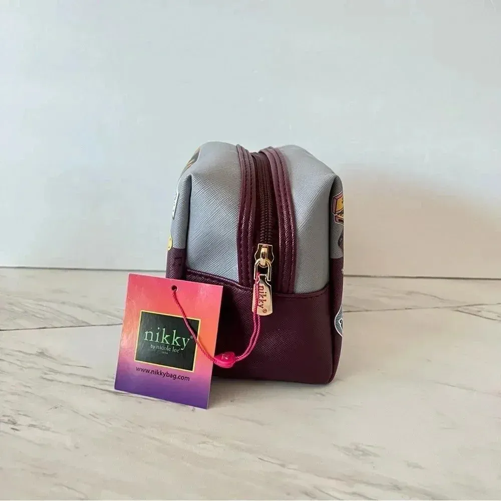 Nikky By Nicole Lee Cosmetic Pouch Bag Pop Generation Gray/Burgundy - Image 6