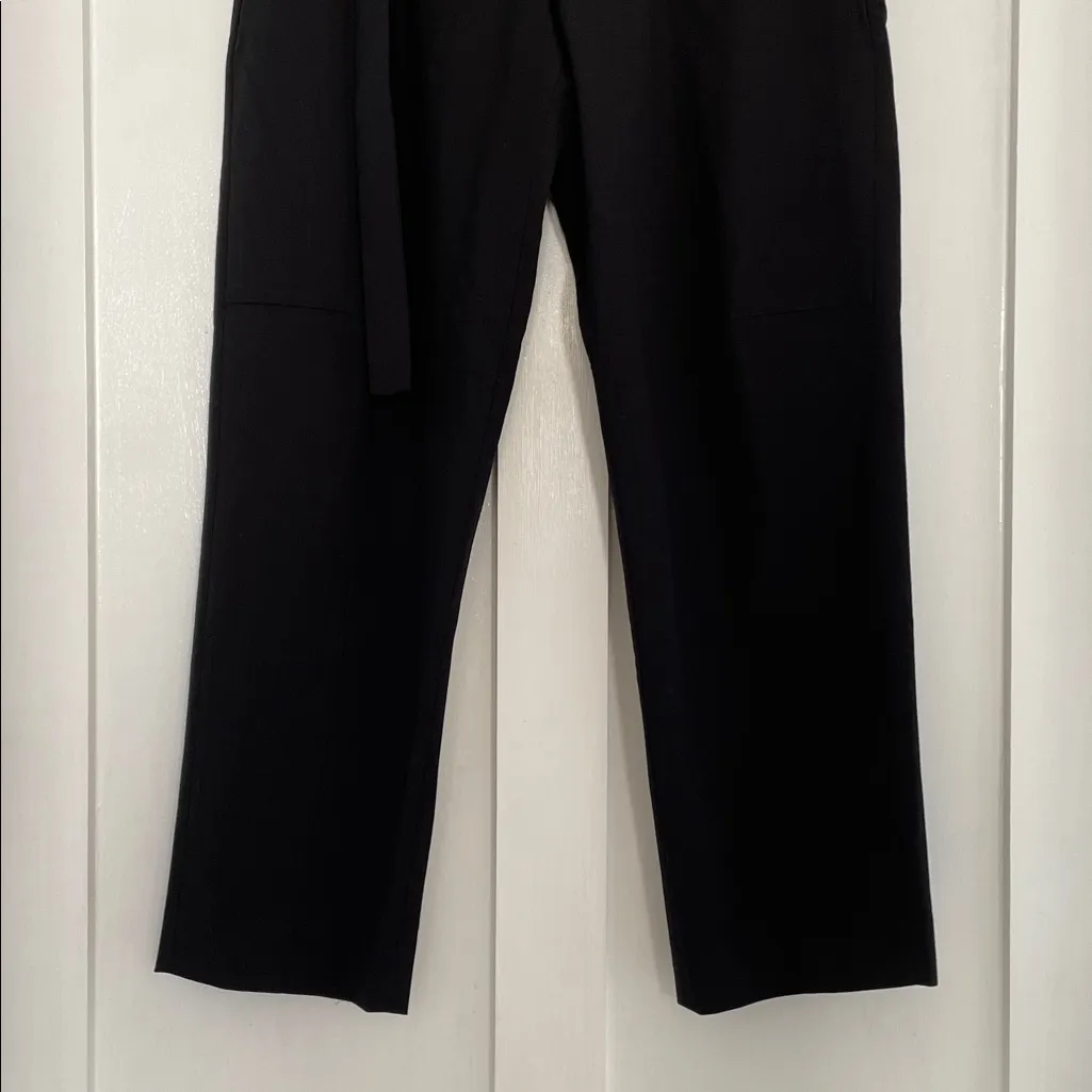 BANANA REPUBLIC High Rise Barrel Italian Wool Pants Belted in Black Size 4L - Image 5