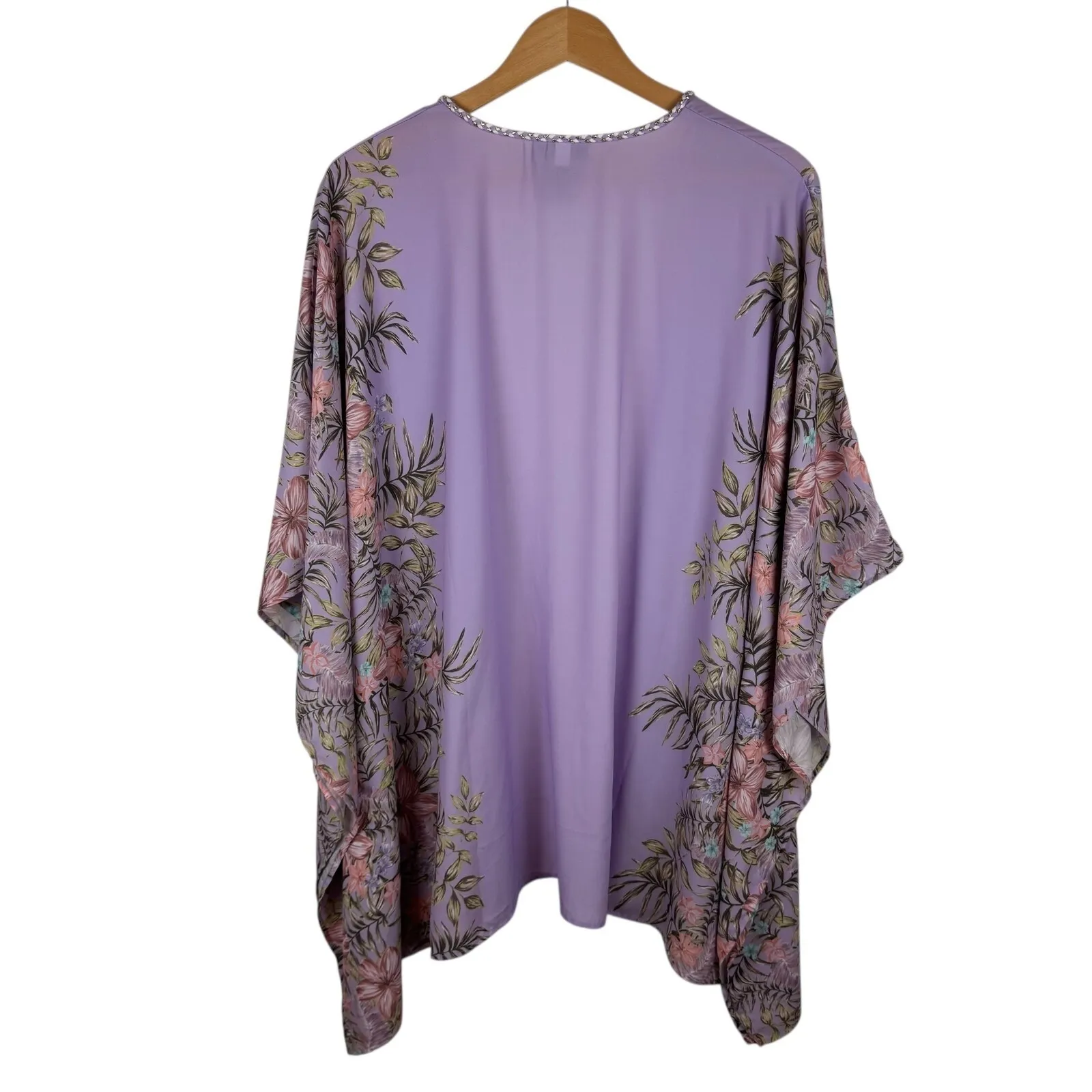 Catherines Floral Kimono 2X/3X Lavendar Open Front Lightweight Beachy Cover Up - Image 6