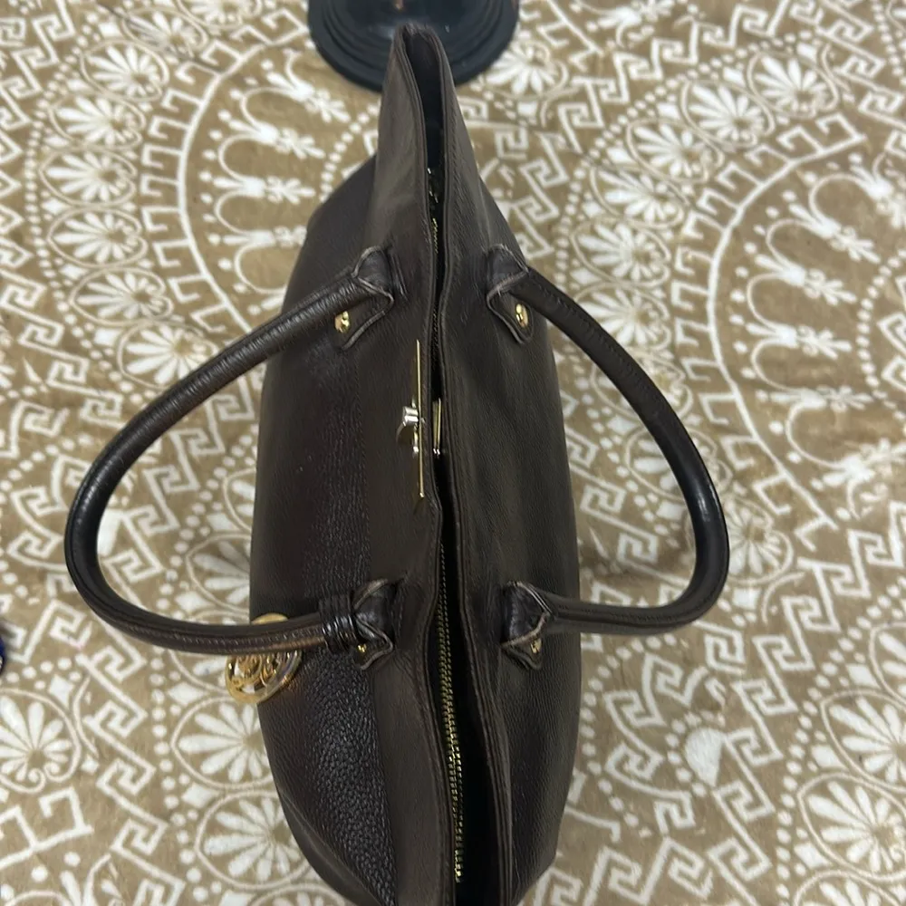 ONNA EHRLICH Black Leather MADISON Tote Satchel Handbag Purse Brown - Image 4