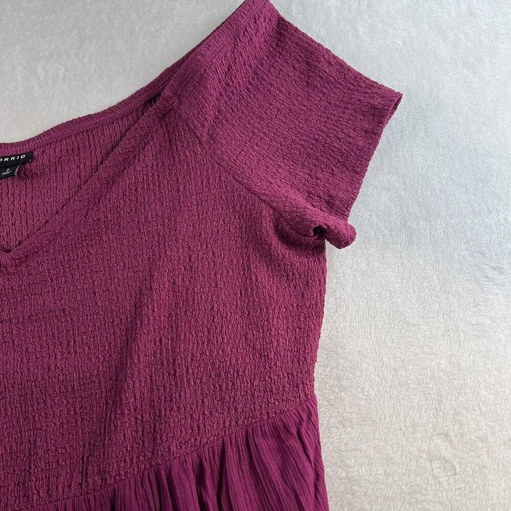 Torrid Plus 2X Top Knit Crinkle Gauze Off The Shoulder Smocked Bodice Blouse - Image 5