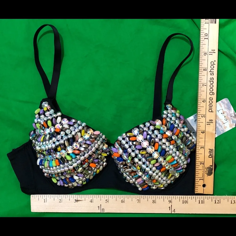 Love J Black Multicolor Beaded Underwire Bra New - Image 6