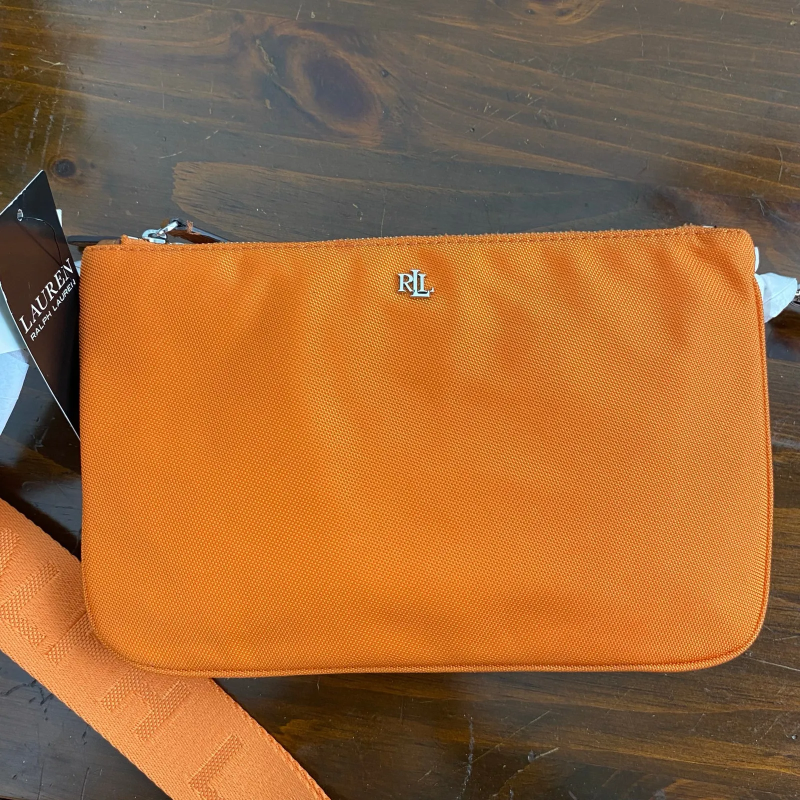 Lauren Ralph Lauren Orange Oxford Small Nylon Landyn Crossbody Bag - Image 5