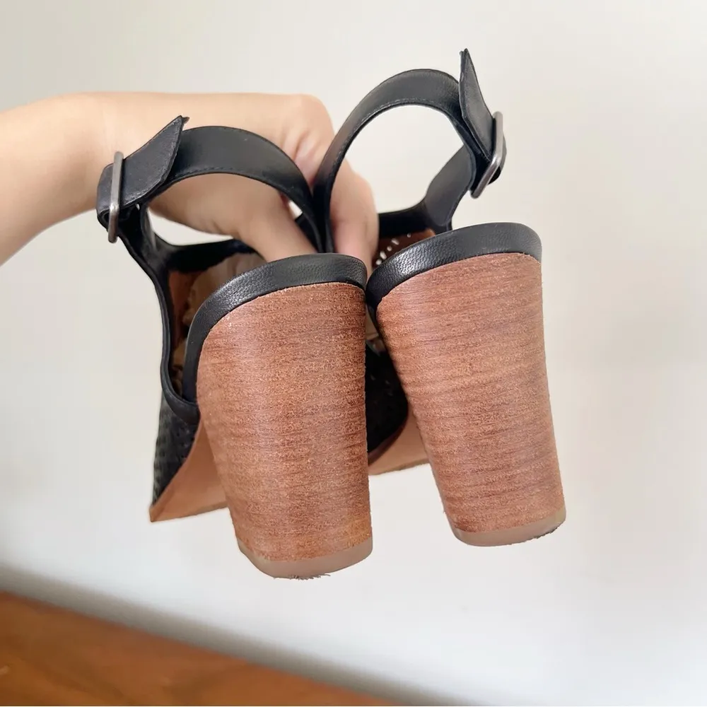 TRASK • Parker Perforated Slingback Sandal black leather lasercut punched Size 9.5 - Image 7