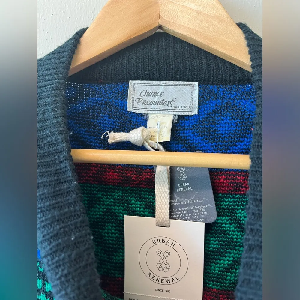 Urban Outfitters Vintage Renewal Black Multicolor Snowflake Ski Knit Sweater - Image 4