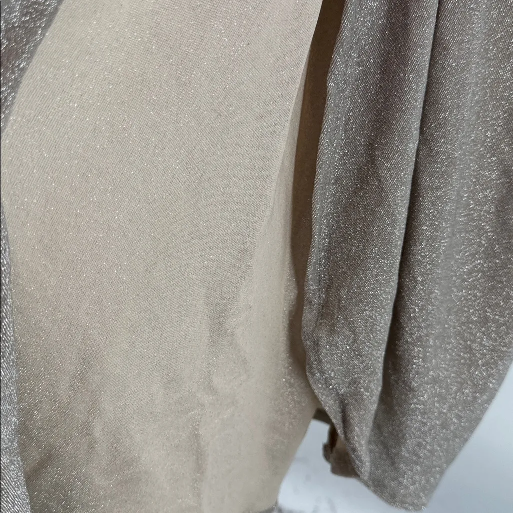 Vici Shimmering Silver Champagne midi deep V- neck slit Dress S NYE party event - Image 11