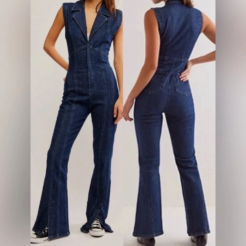 NEW Free People We The Free CRVY Ring the Alarm One Piece Jumpsuit Sz S - Image 2