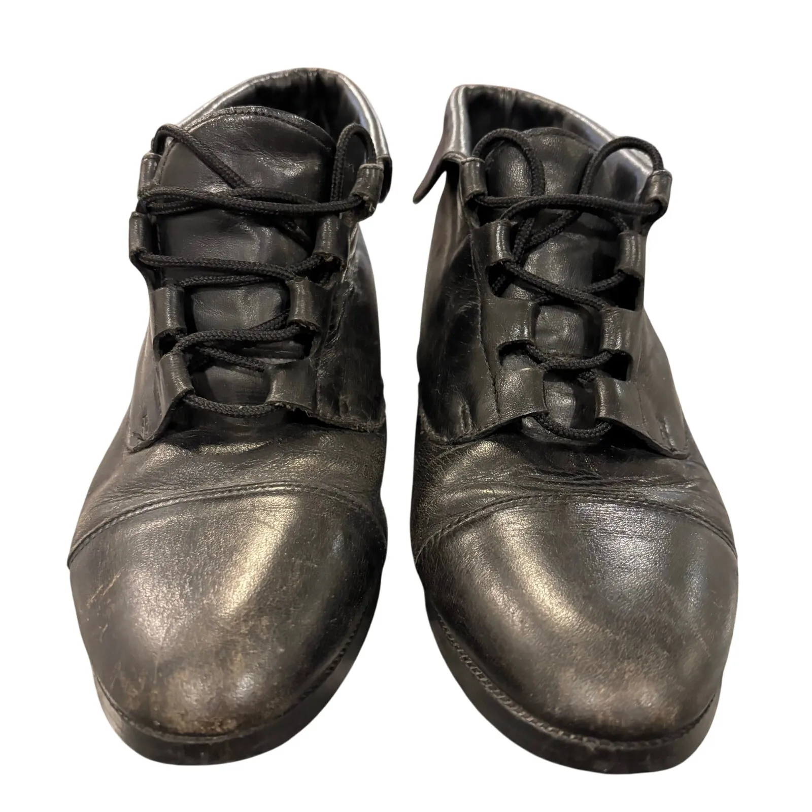 Y2K 90s VTG Prima Royale Black Leather Lace - Image 3