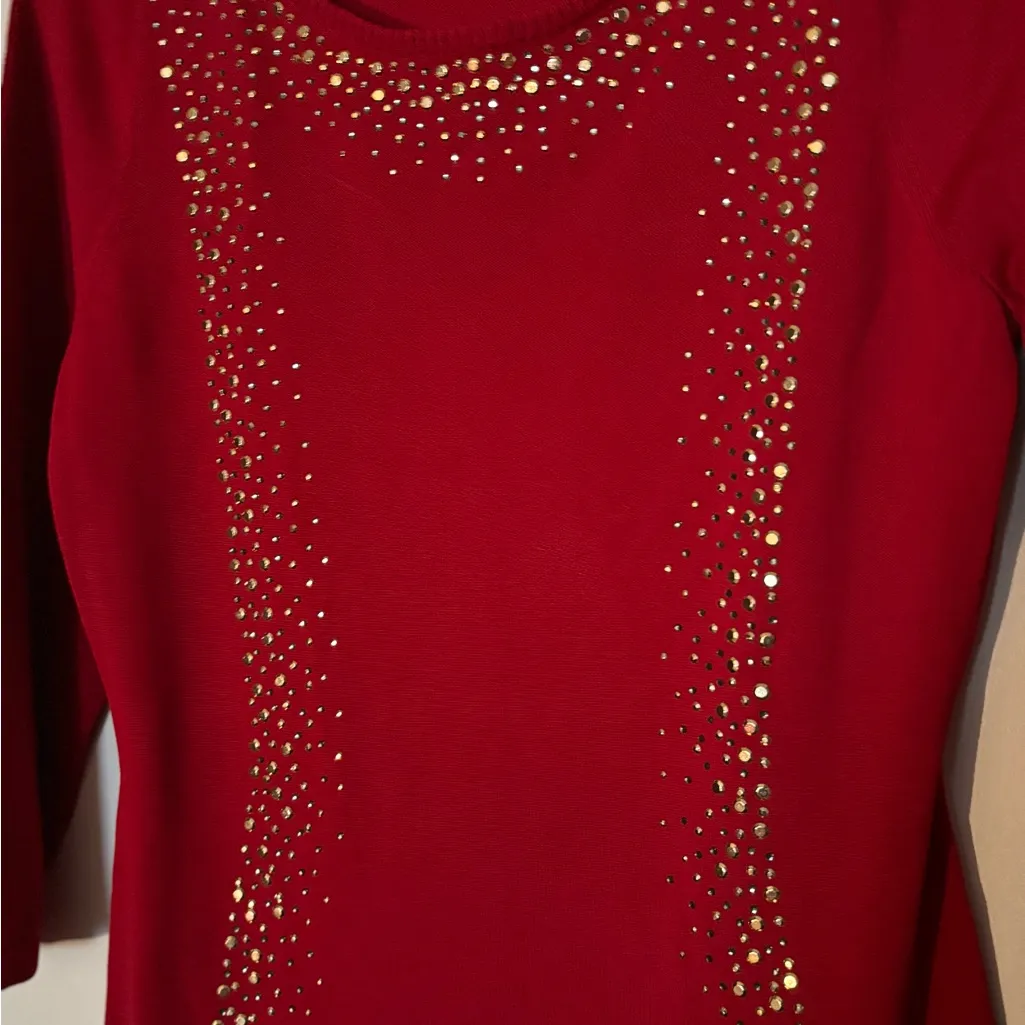 Calvin Klein Scarlet Dress with Metallic Details‎ - Image 9
