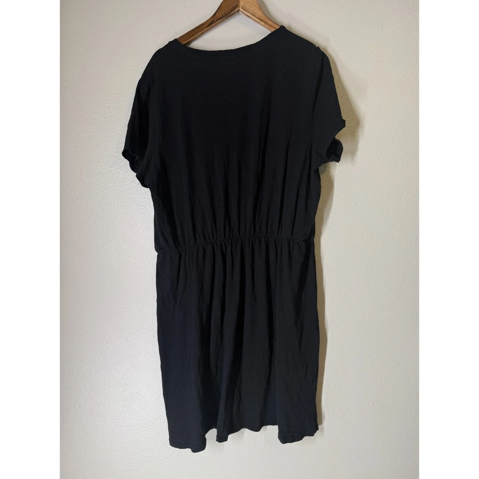 Old Navy Black Gauzy Cotton Dress Womens Sz 2X Short Sleeve Basic Lightweight - Image 3