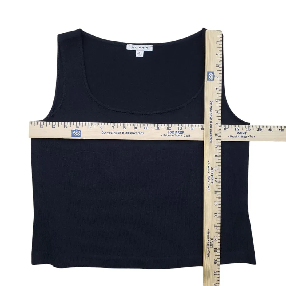 St.John Top Basic Womens Large Black Knit Sleeveless Scoop Neck Casual Pullover - Image 4