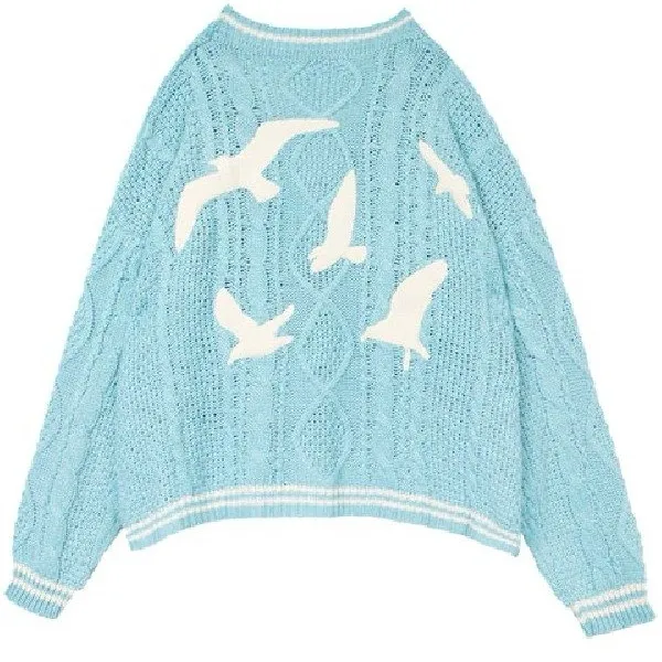 Taylor Swift • 1989 Cardigan sweater turquoise blue white seagull applique - Image 8