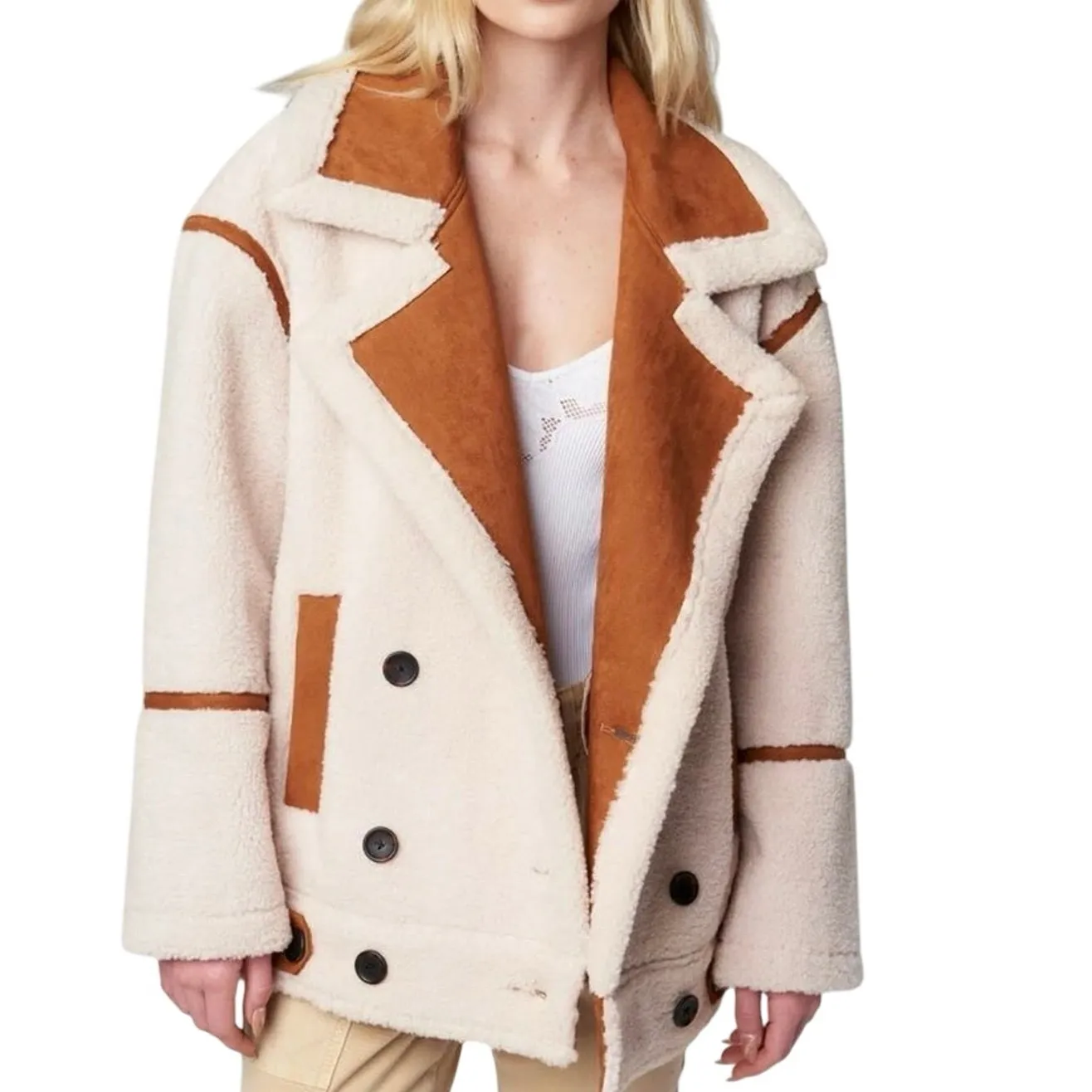 BLANK NYC Out of Town Long Sherpa Bonded Jacket, Size L, New with Tag - Image 2