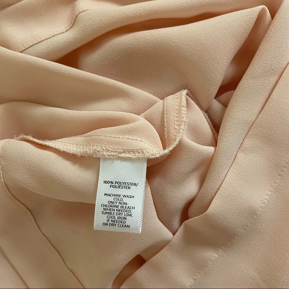 LOFT Light Pink Wrap Tie Neck V-neck Long Sleeve Blouse - Image 12