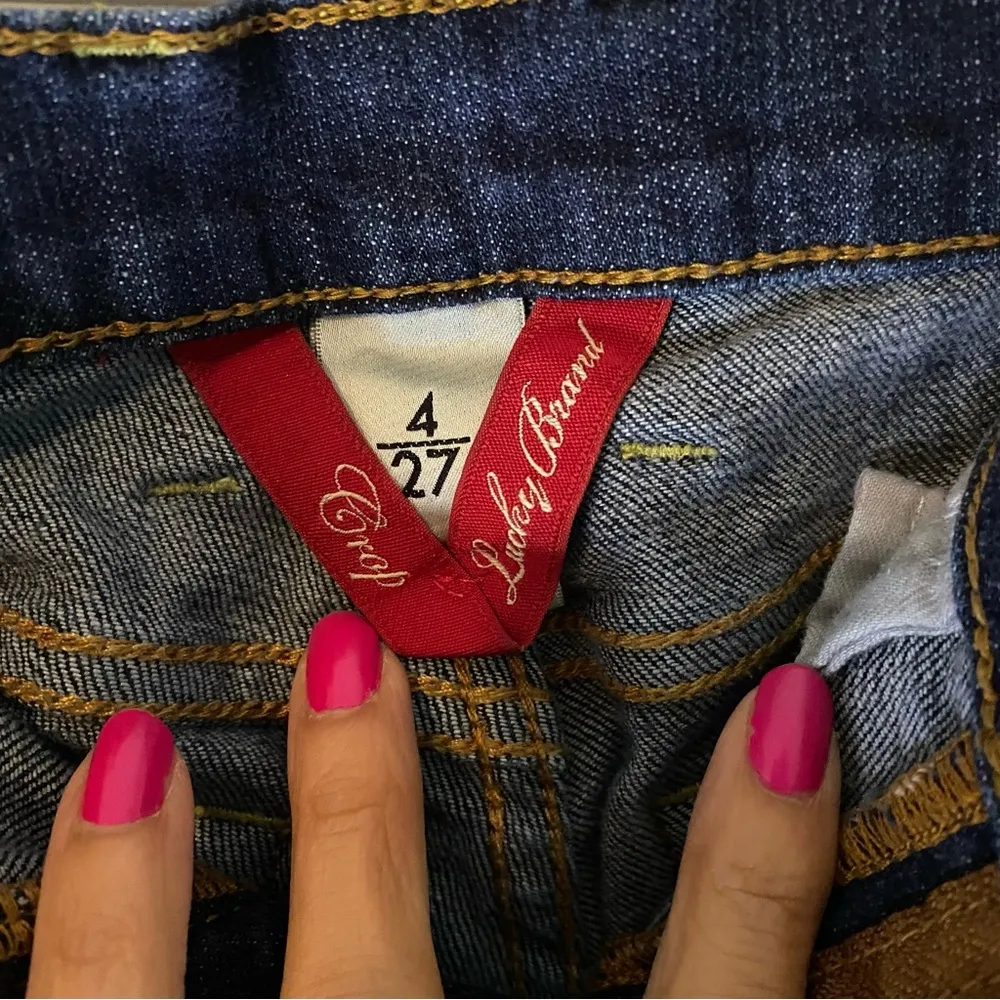 Y2K Lucky Brand Crop Jeans Womens Size 4 Dark Wash Denim High Rise Blue - Image 5
