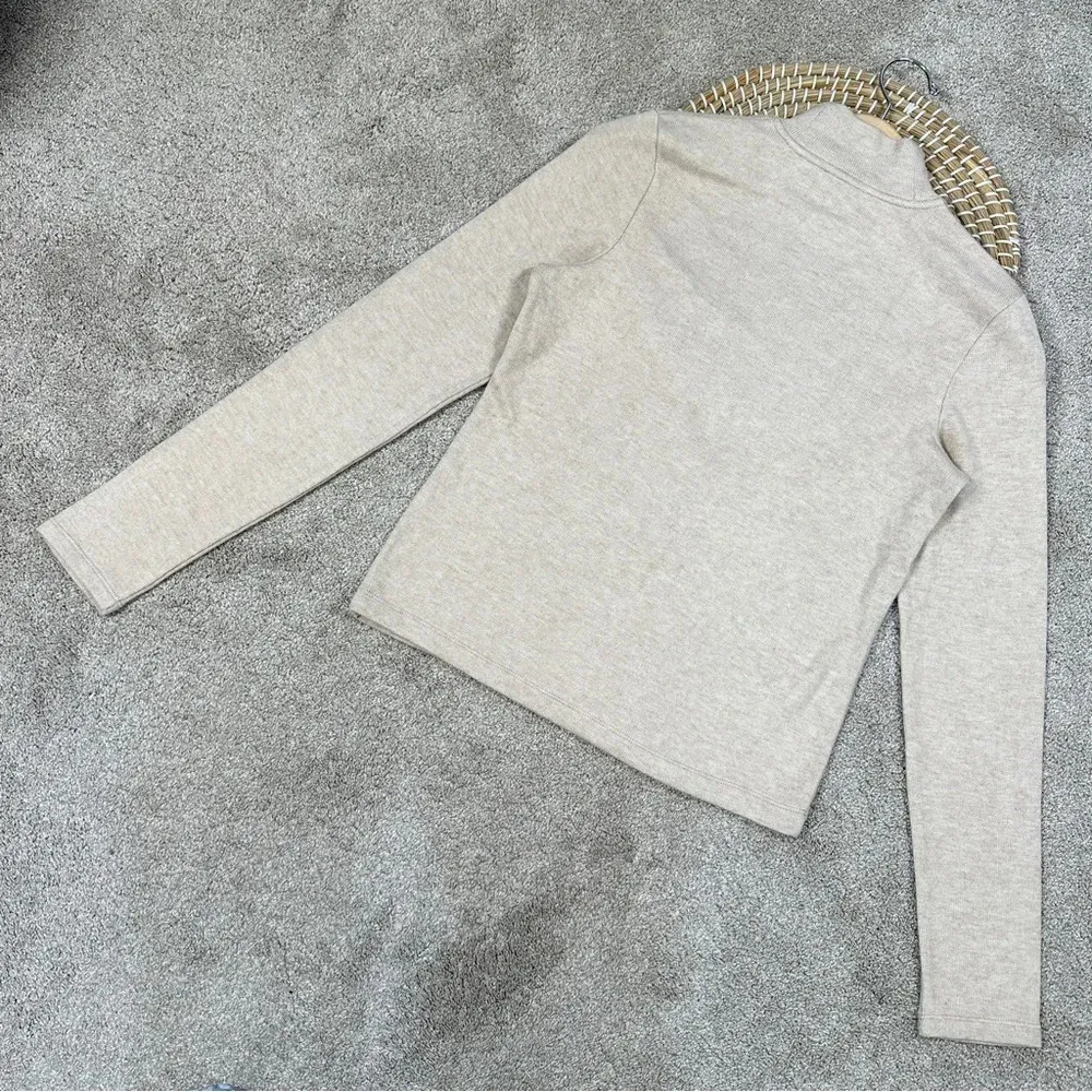 Vince Half Zip Mock Neck Longsleeve Sweater Soft Jersey Knit in Heather Oak M - Image 10