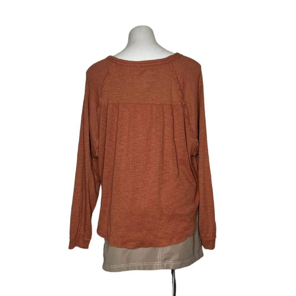 PILCRO Anthropologie Diana Pullover Knit Top Ruffle Detail Rounded Hem Size XL - Image 2