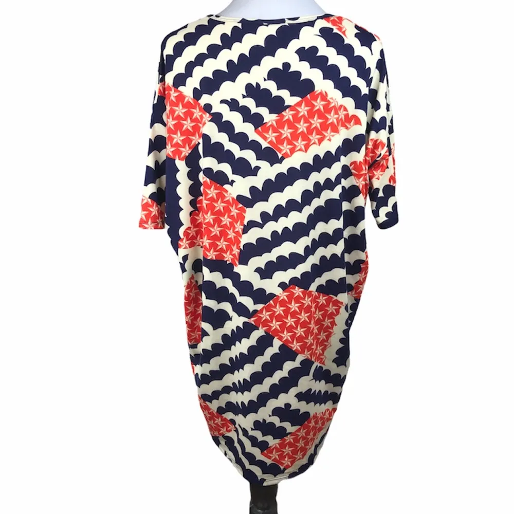LuLaRoe Irma Stars and Stripes Shirt, Red, Blue, Cream, Medium - Image 3