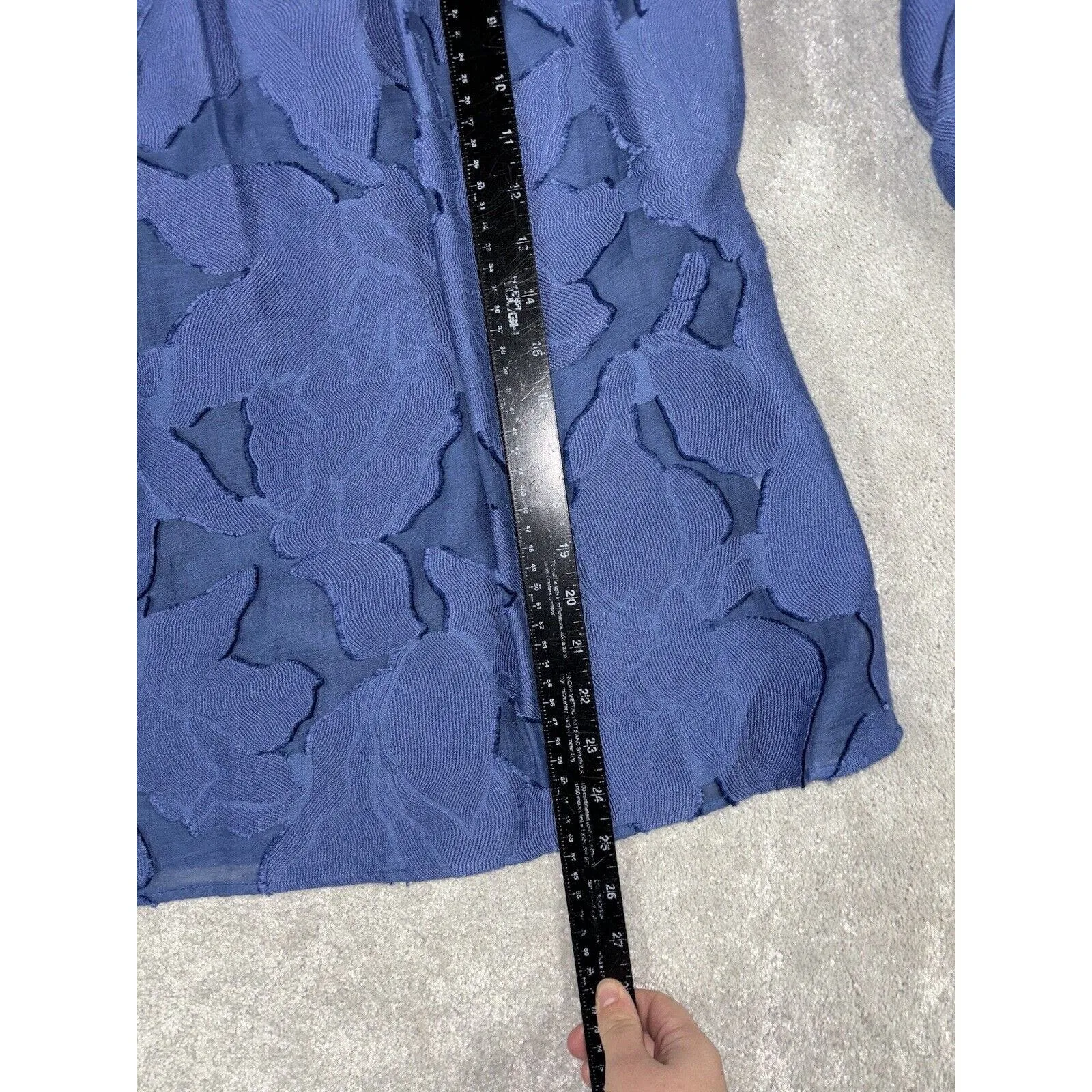 Doncaster Collection Blue Floral Ruched Sleeve Top Women's‎ Size 10p - Image 5