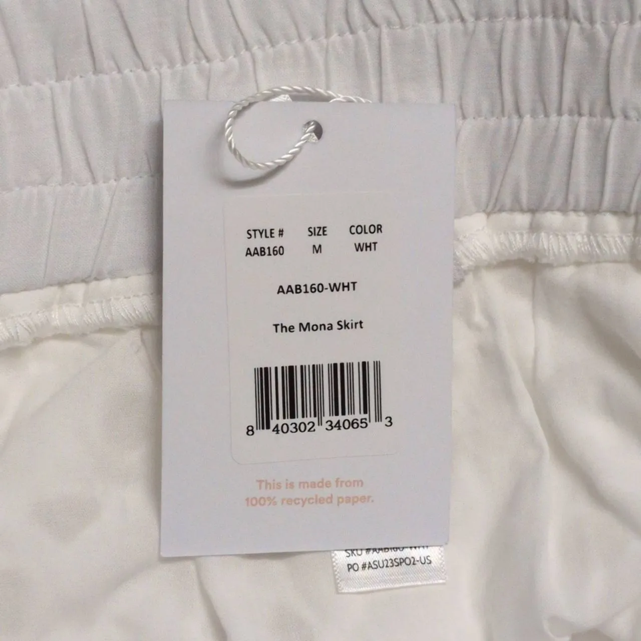 NWT Andie The Mona Skirt White Eyelet Scalloped Elastic Waist Cotton Midi M - Image 9