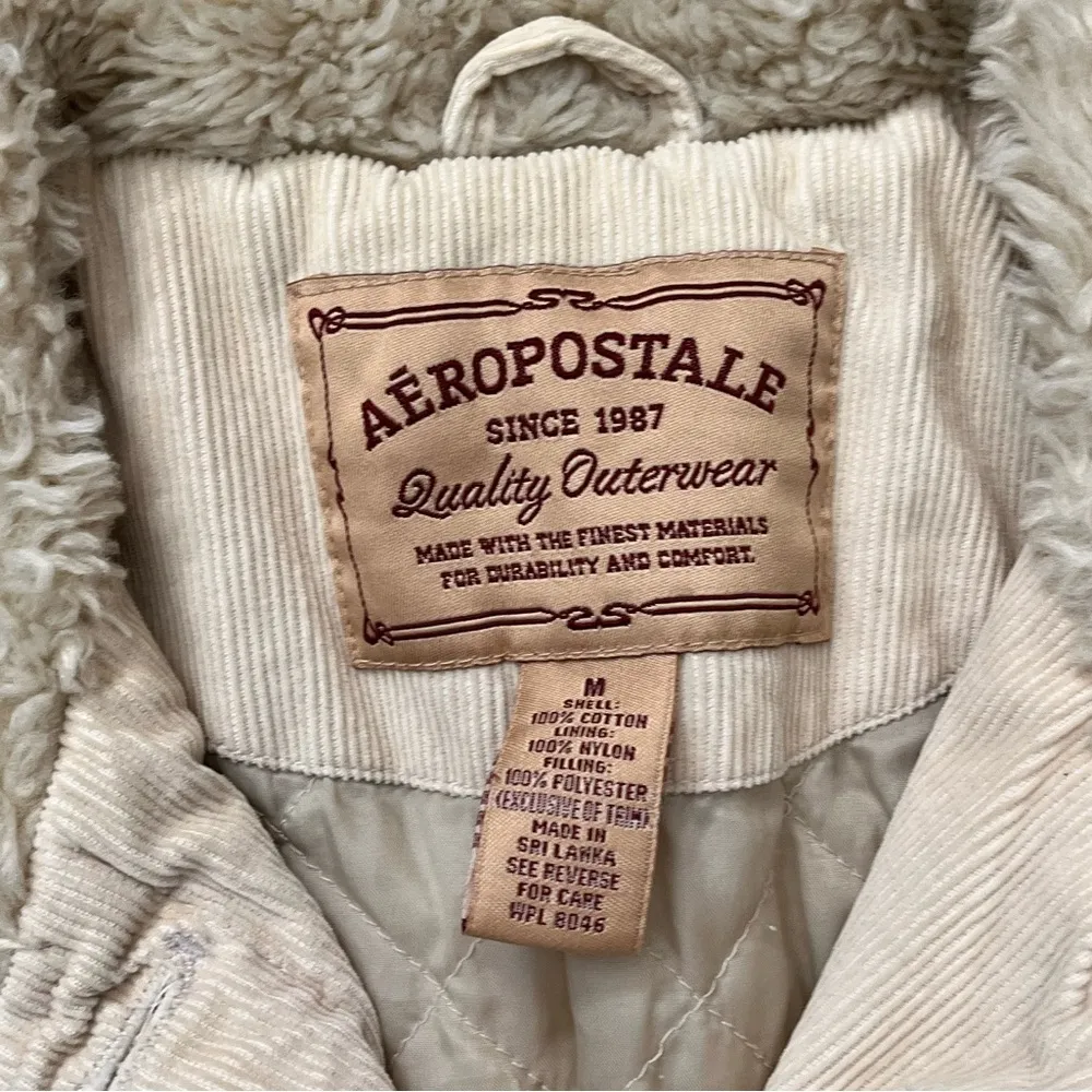 Vintage Aeropostale Corduroy Jacket Coat Faux Fur S Small M Medium - Image 6