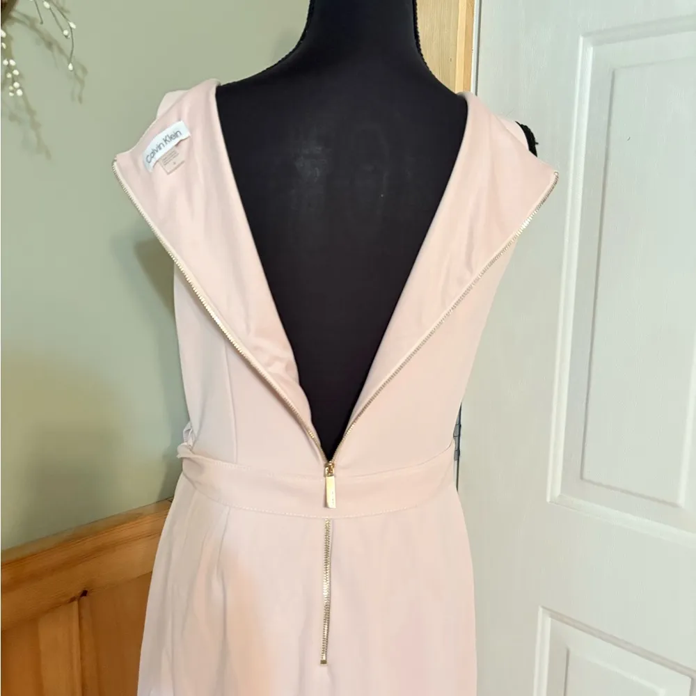 Calvin Klein Pink Asymmetrical Ruffled Sheath Lined Dress NWT - Image 5