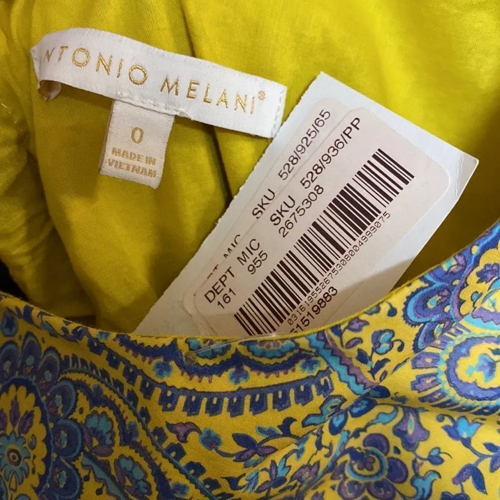 Antonio Melani Liberty Olivia Cotton Yellow Blue Paisley Midi Dress - Image 7