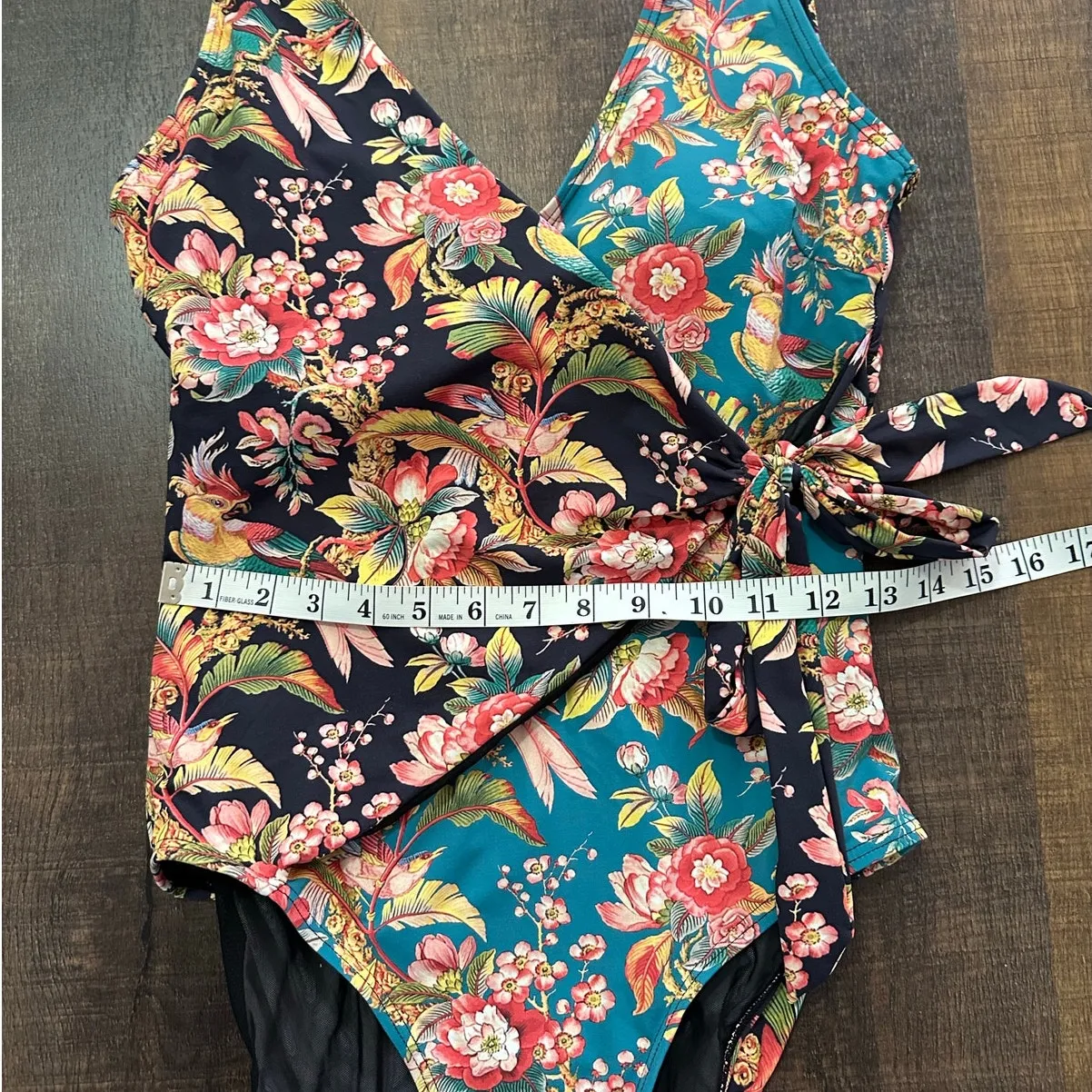 Sundance One Piece Sarong Wrap Floral Tropical One Piece Swimsuit Size Medium - Image 3