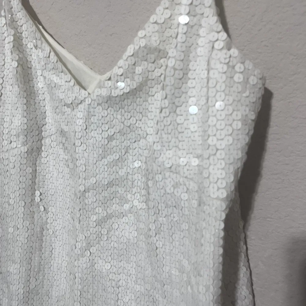 Calvin Klein Womens Ivory Sequins Sleeveless Tank Top Cami sz 14 formal event - Image 2