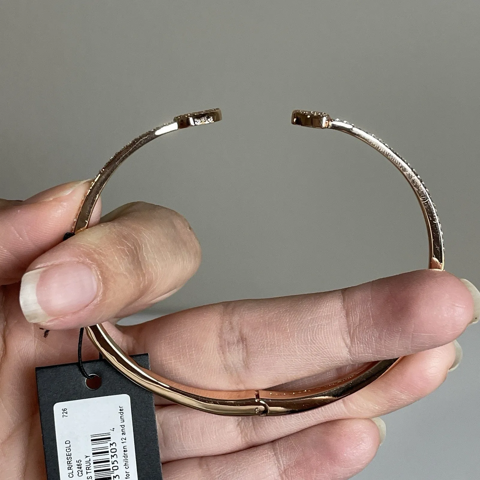 Kate Spade Yours Truly Heart Pave Open Hinge Cuff Bracelet Rose Gold Valentine - Image 6