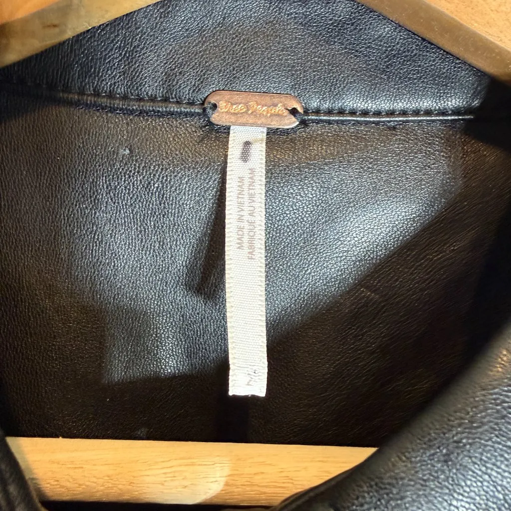 Free People Amber Vegan Leather Mini Dress Women's 2 Black Festival Biker NWOT - Image 11