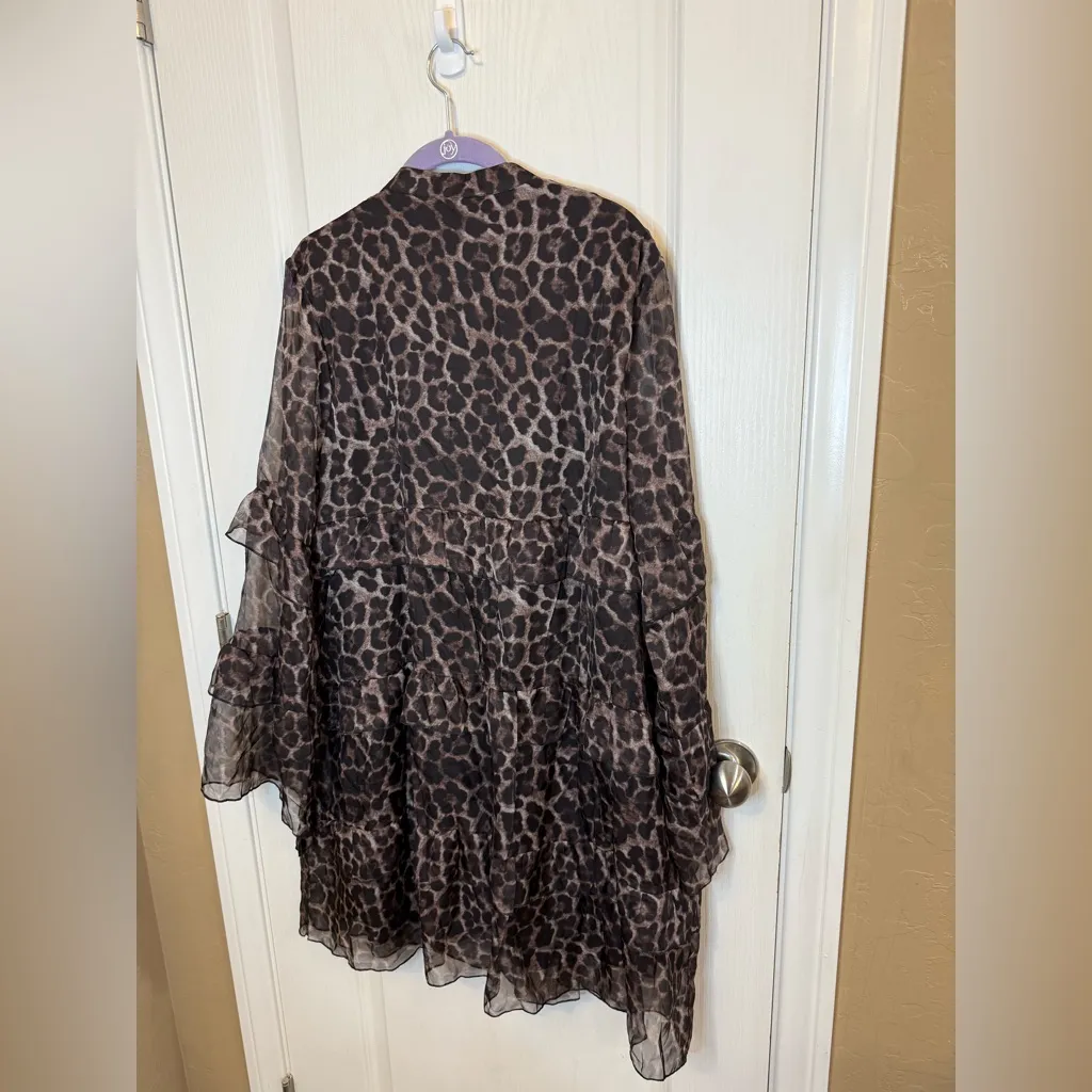 Leopard Print Midi Dress Brown Size XXL - Image 6
