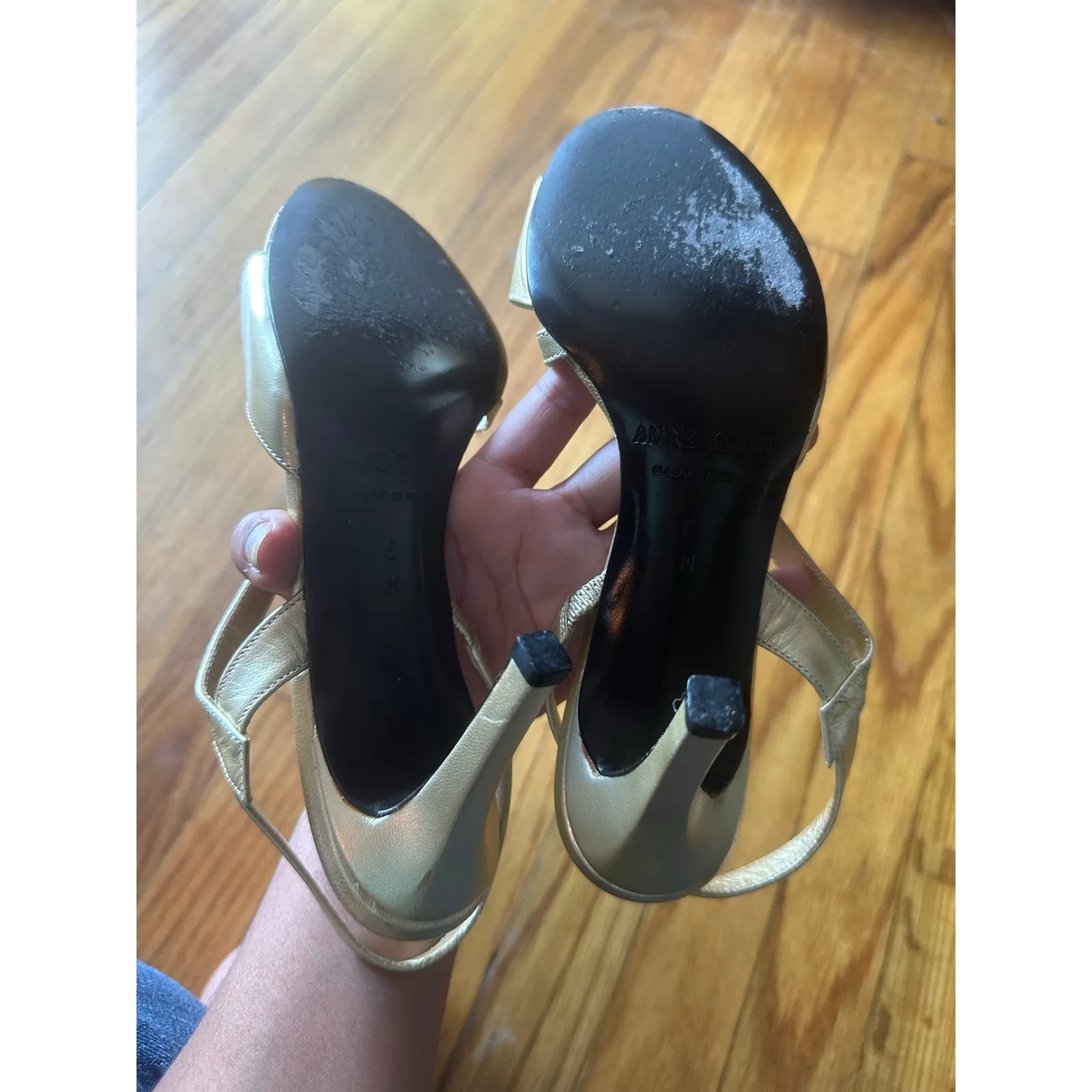 Anne Klein Gold Slingback Heels | Low Heel Dress Shoes | Women’s - Image 9