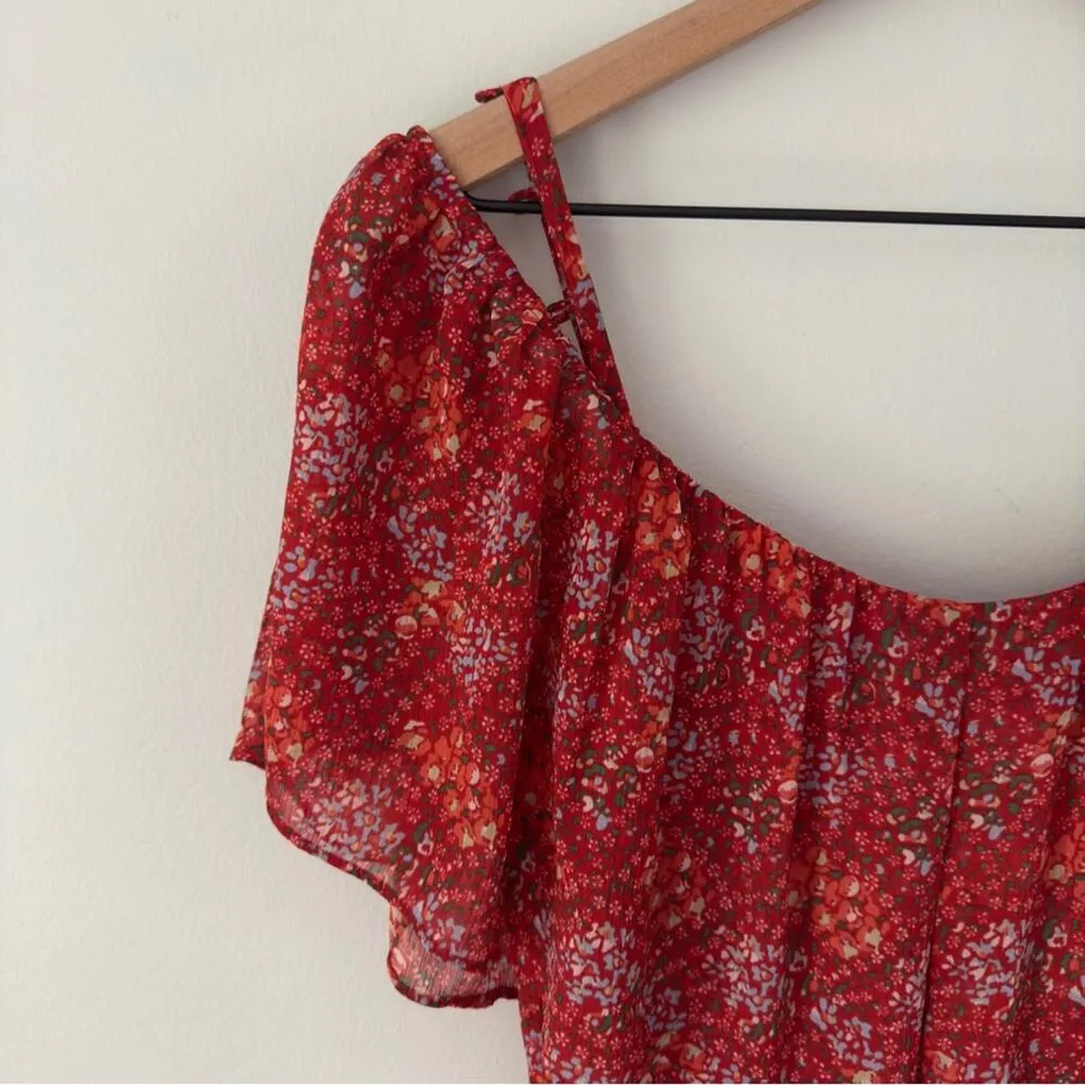 Rebecca Minkoff Lynne Dress Floral Tiered Ruffle Dress Cold Shoulder Cutout Mini - Image 6