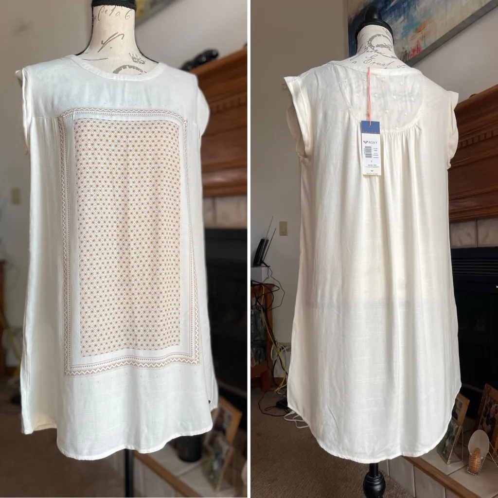 Roxy Sun Rays Cream Beach Cover Up Summer Dress - S - Image 4